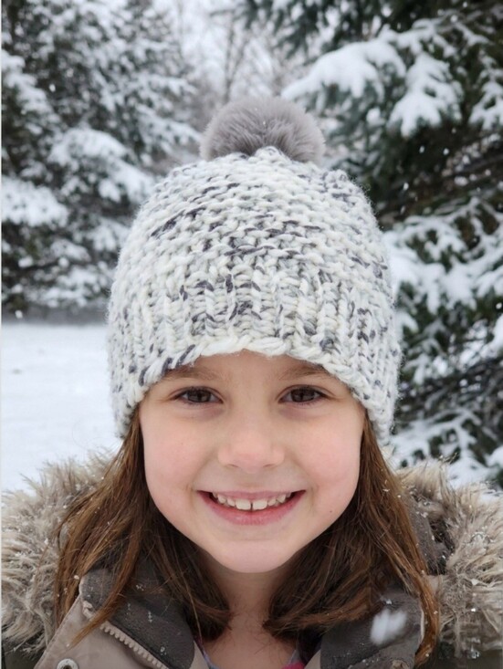 Handmade Other - Cozy Grey Pom Pom Knit Beanie - Kids